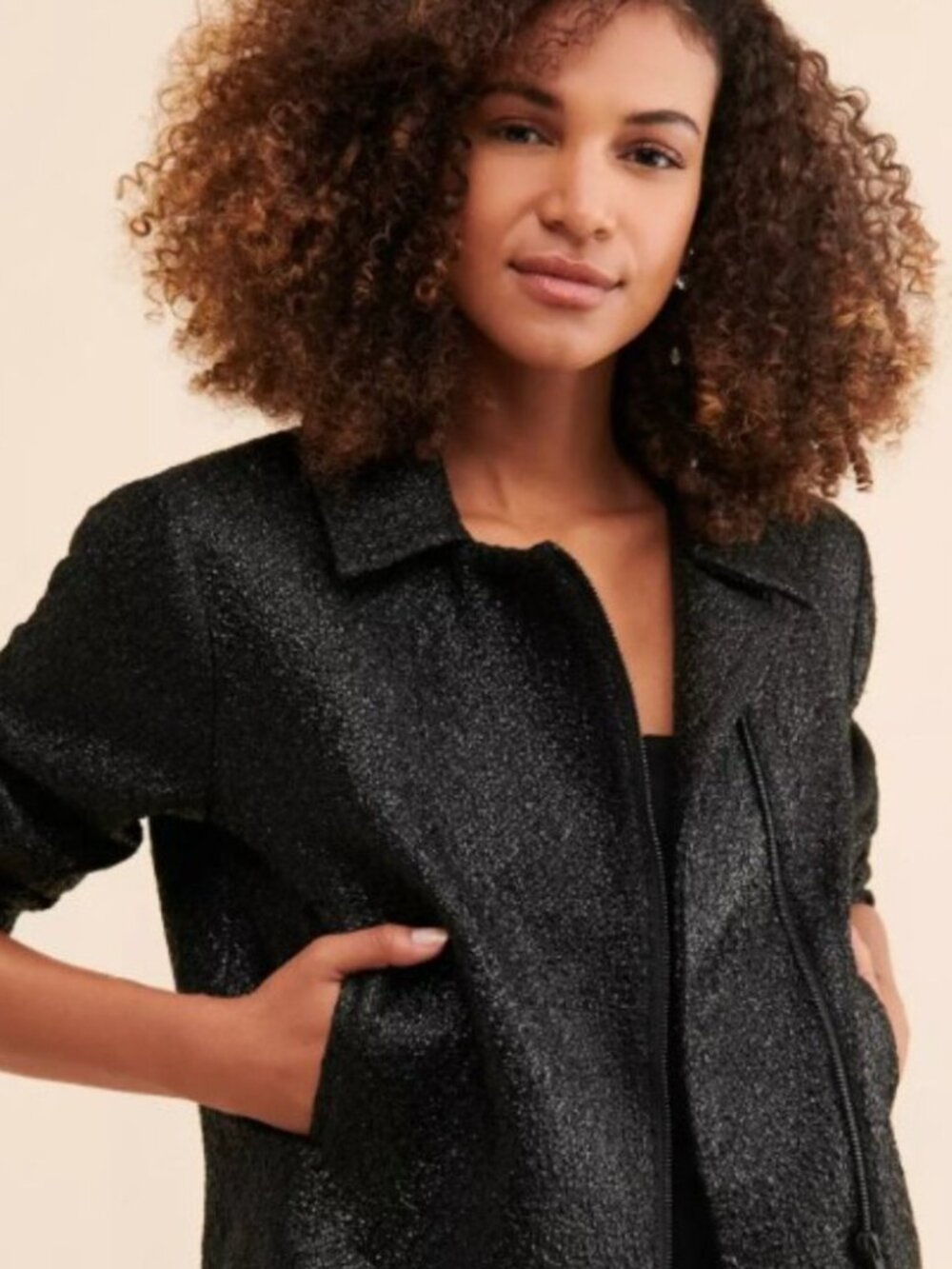 Anthropologie Hutch Foil Moto Jacket - XL